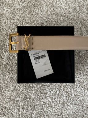 Saint Laurent Laque YSL monogram leather belt